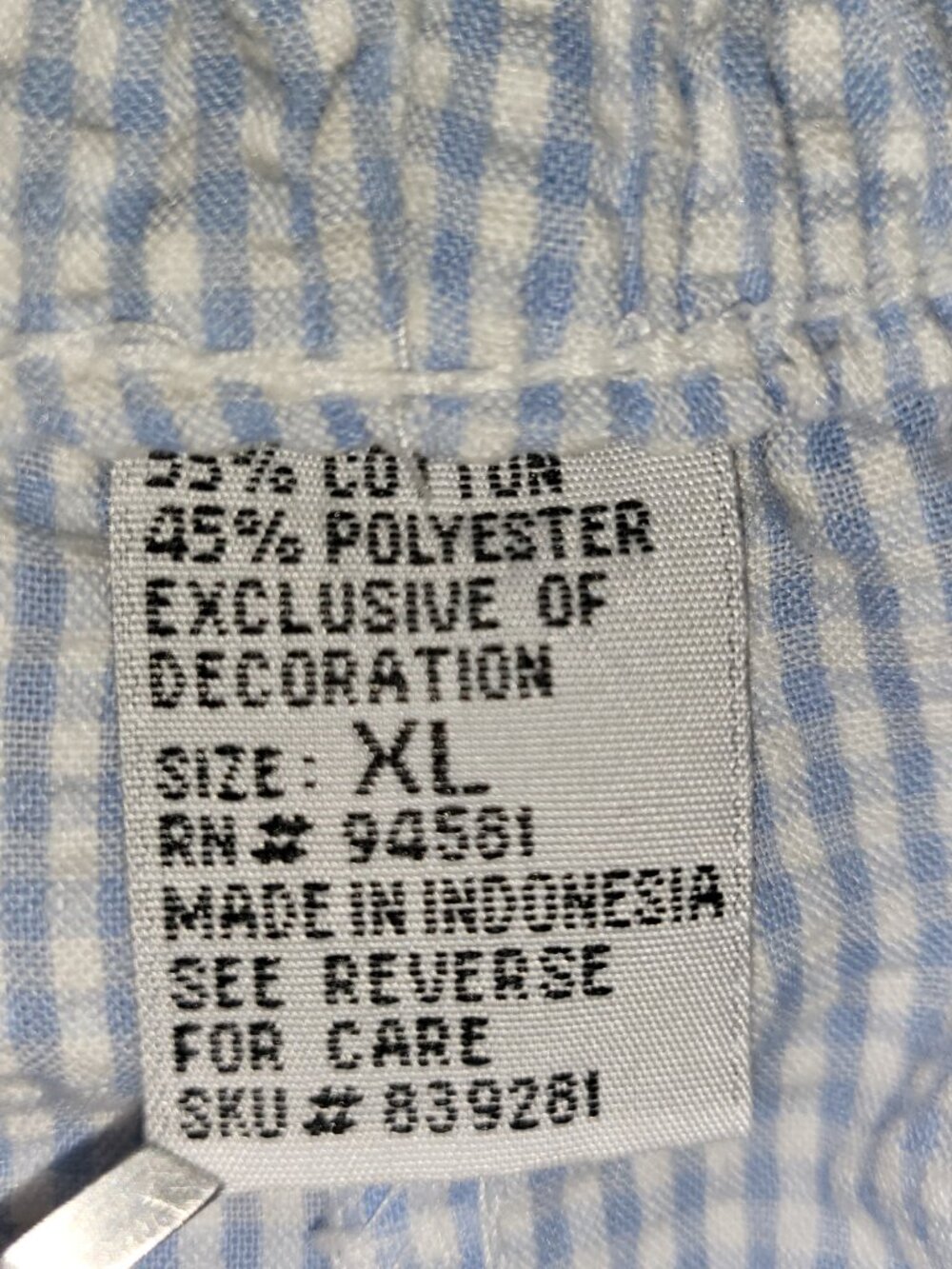 Secret Fantasies Vintage 80's/90's 2 pc Pajama Set Size XL Blue/White Gingham - Picture 14 of 15